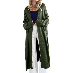 Womens Long Cardigan Sweaters with Pockets Green
